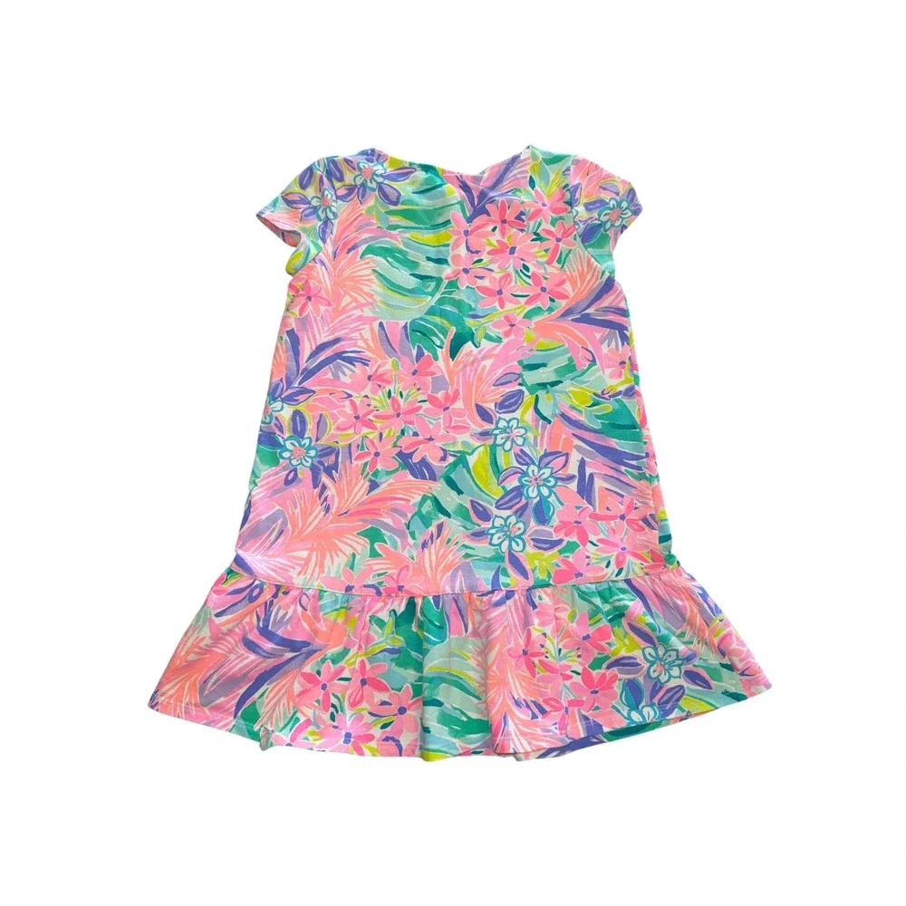 Lilly Pulitzer Girls Floral Zip Front Bathing Suit  Dress Pink Purple Sz L 8-10